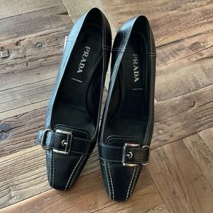 Prada black leather shoes, 39/9